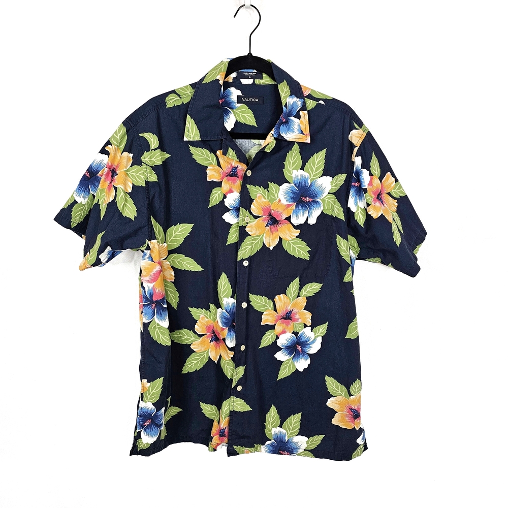 Floral Hawaiian Shirt - Navy